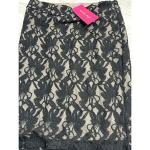 Women's Sunny Leigh Black Lace Lined Pencil Skirt Side Zipper Closure Size 6